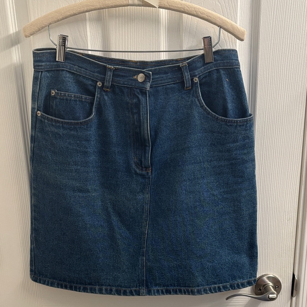Vintage Classic Bill Blass Blue Denim Skirt - Casual Women's Denim Mini -10 - Picture 1 of 14